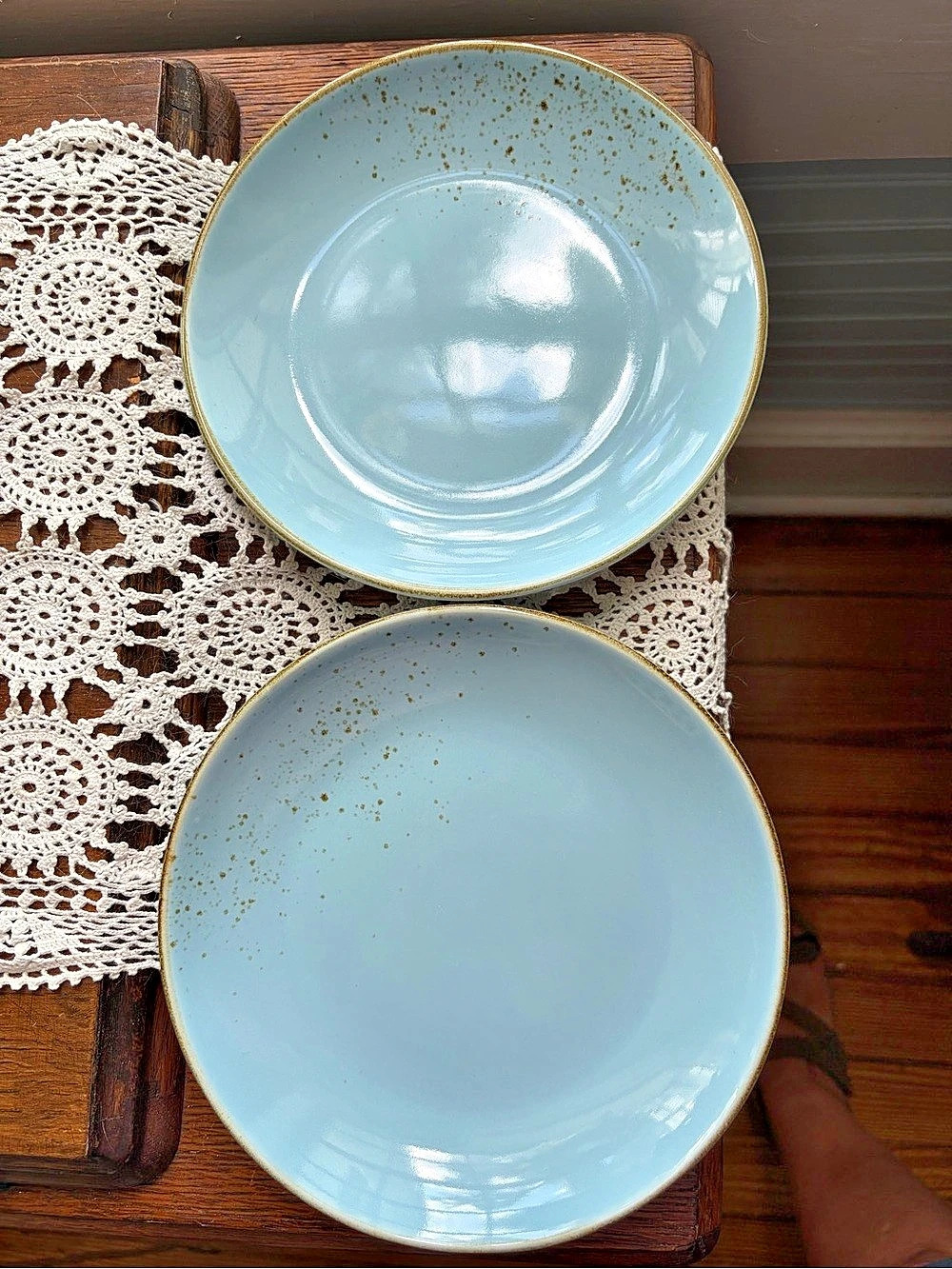 Pier 1 Nature Collection Blue Speckled Salad Plate Plates Set of 2